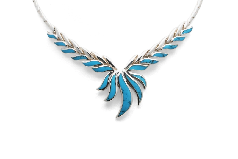 Collier contemporain en argent 925 serti de turquoises