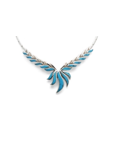 Collier contemporain en argent 925 serti de turquoises