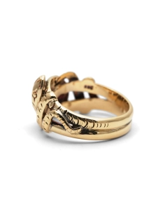 Bague serpent Art Nouveau en or jaune 14 carats sertie de diamants taille "Old cut"
