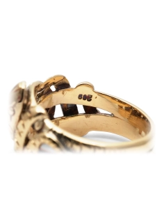 Bague serpent Art Nouveau en or jaune 14 carats sertie de diamants taille "Old cut"