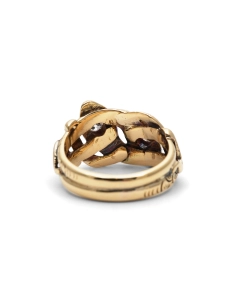 Bague serpent Art Nouveau en or jaune 14 carats sertie de diamants taille "Old cut"