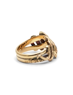 Bague serpent Art Nouveau en or jaune 14 carats sertie de diamants taille "Old cut"