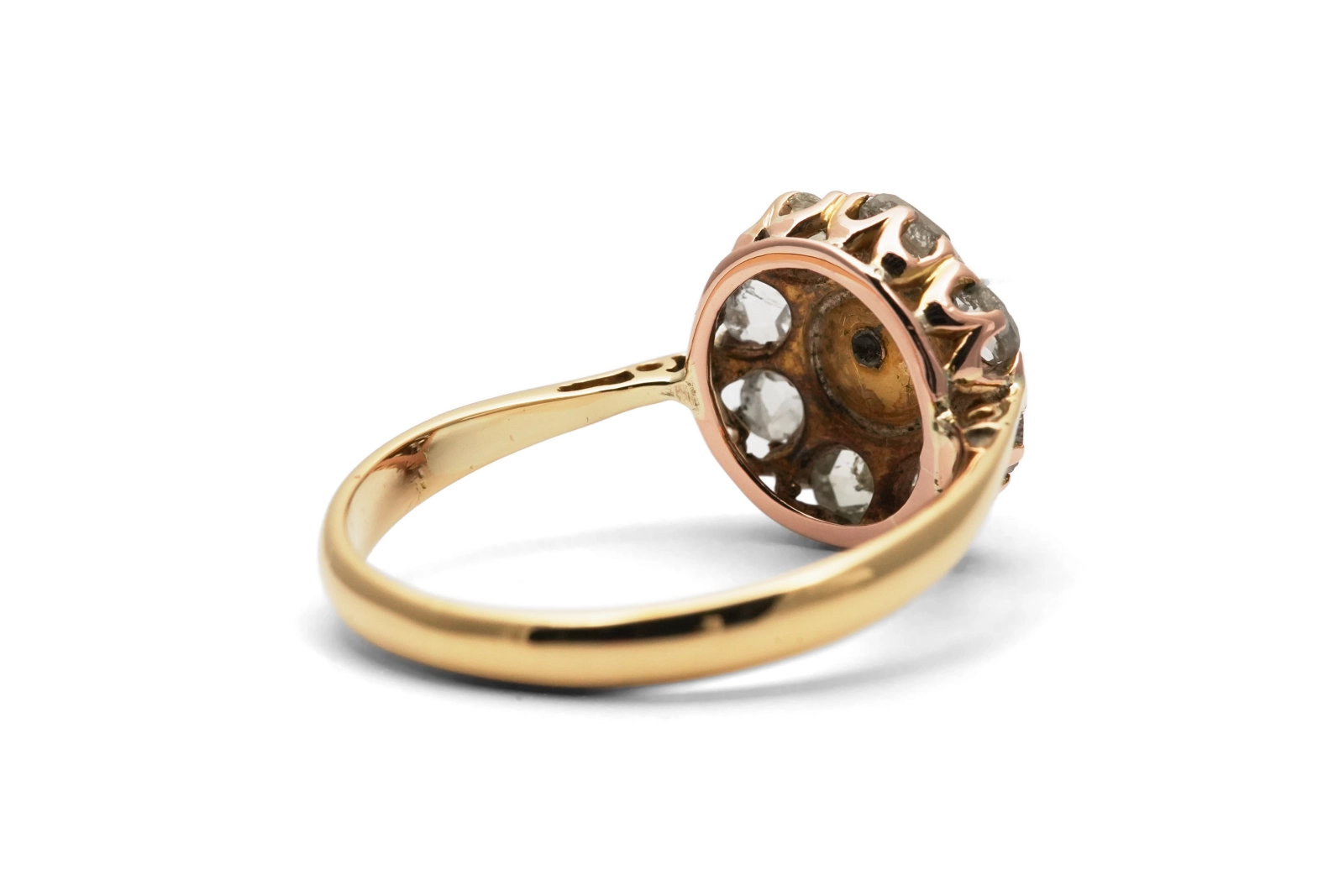 Bague Art Déco en or jaune 18 carats sertie d'une perle et de diamants taille "rose"
