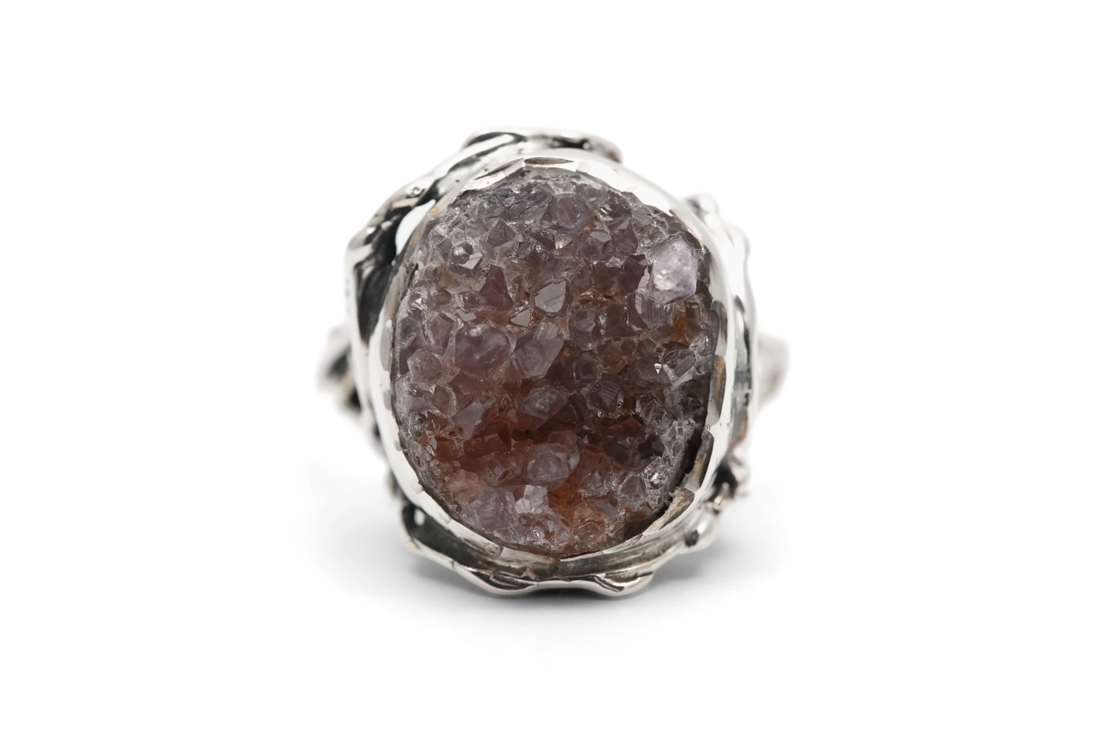 Bague Années 70 en argent 925 sertie d'une améthyste