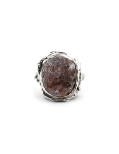 Bague Années 70 en argent 925 sertie d'une améthyste