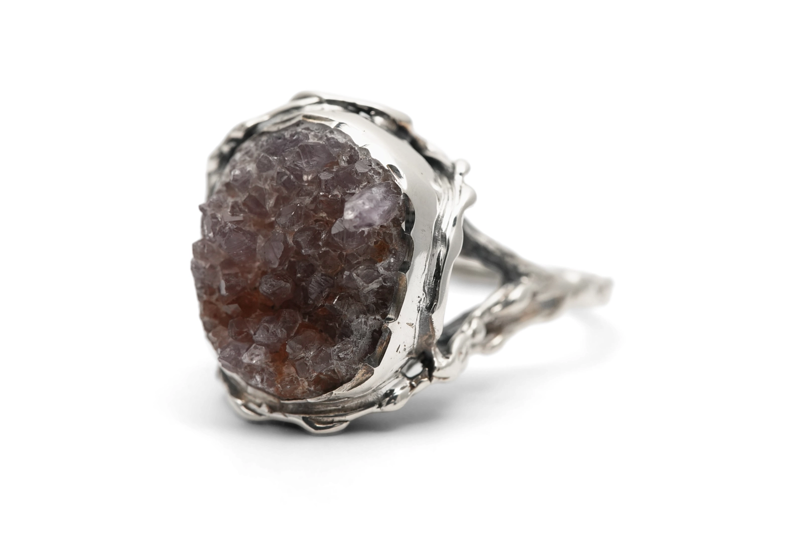 Bague Années 70 en argent 925 sertie d'une améthyste