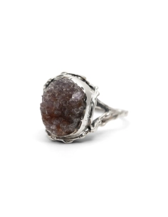 Bague Années 70 en argent 925 sertie d'une améthyste