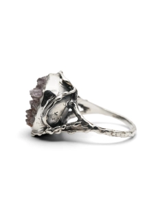 Bague Années 70 en argent 925 sertie d'une améthyste