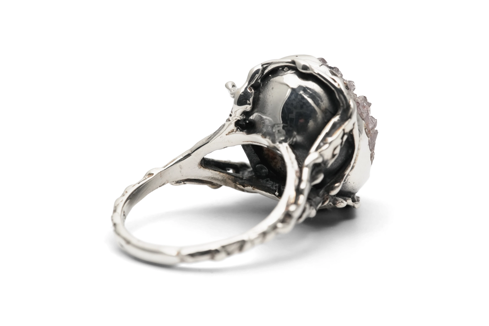 Bague Années 70 en argent 925 sertie d'une améthyste