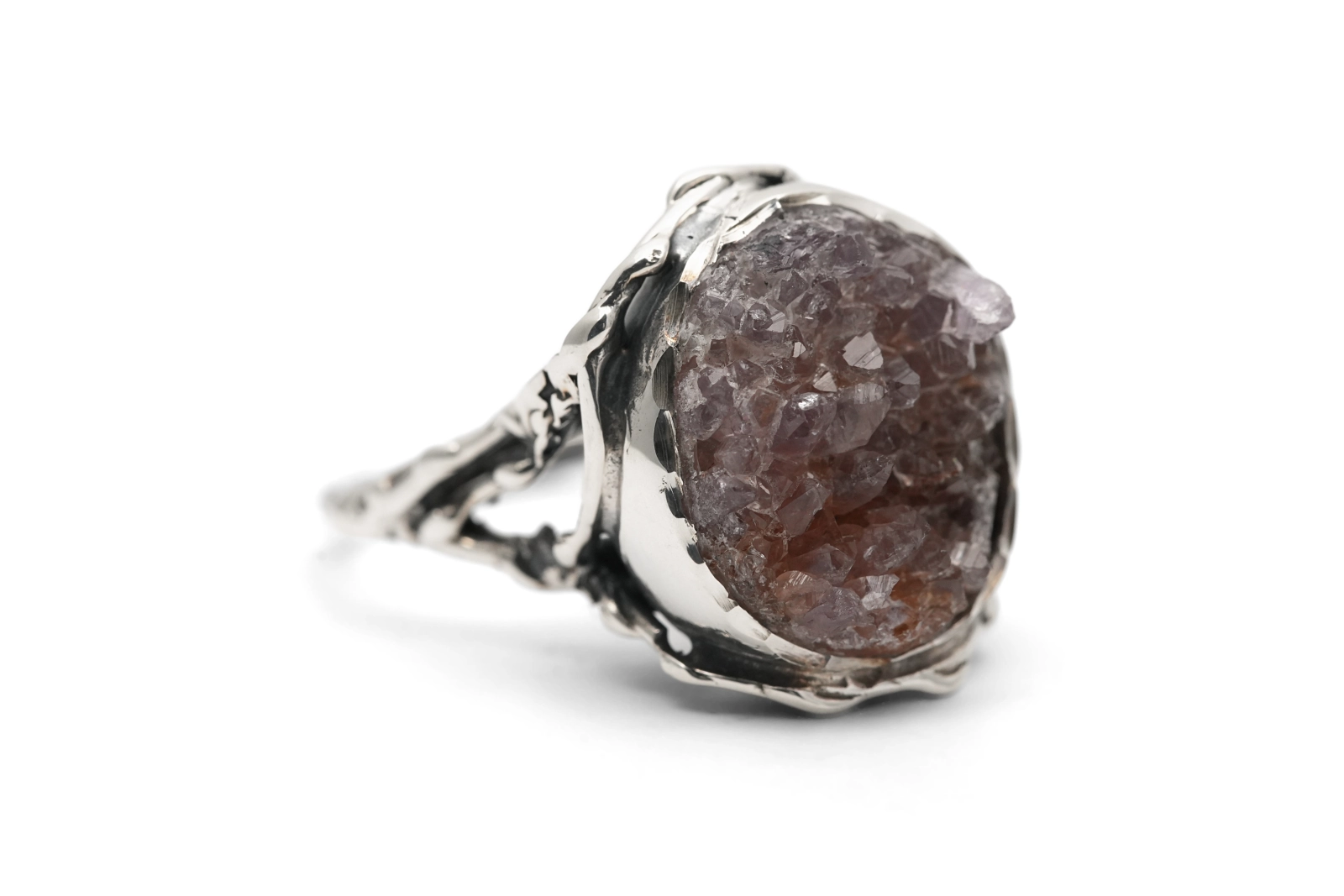 Bague Années 70 en argent 925 sertie d'une améthyste