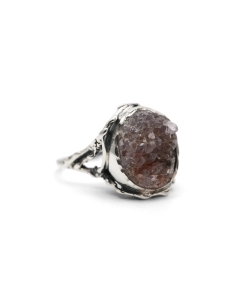 Bague Années 70 en argent 925 sertie d'une améthyste