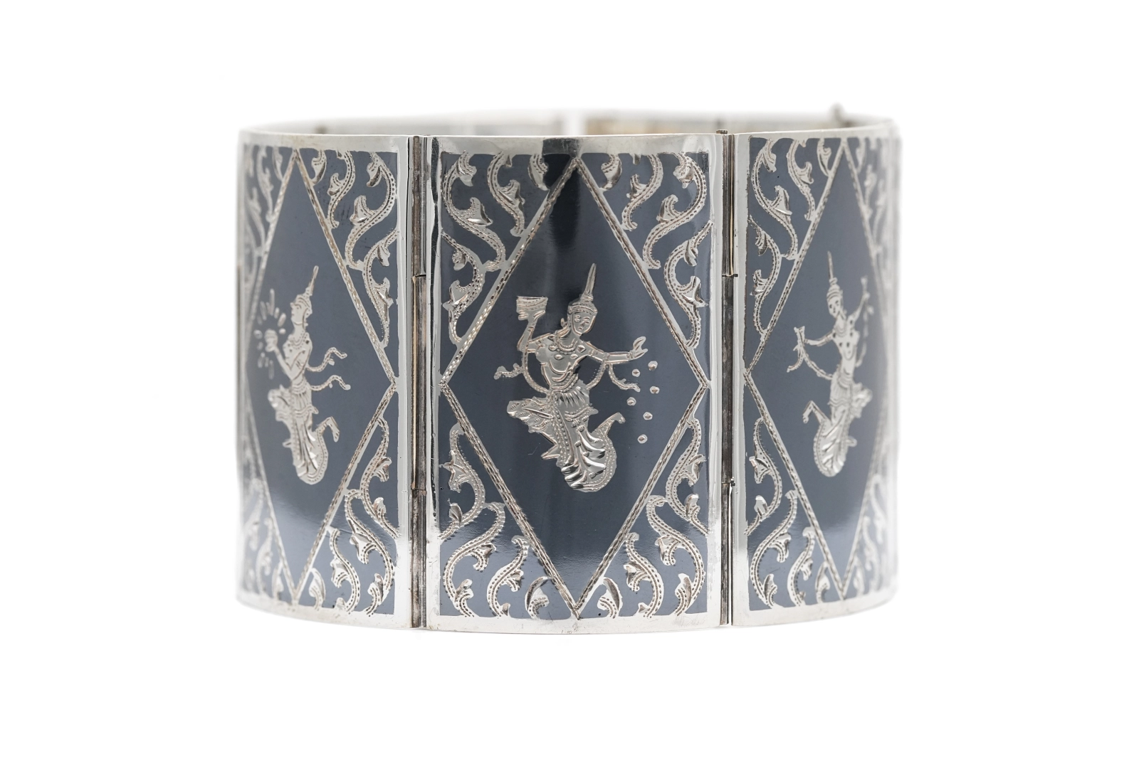 Bracelet Années 70 en argent 925 niellé