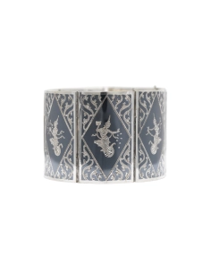Bracelet Années 70 en argent 925 niellé
