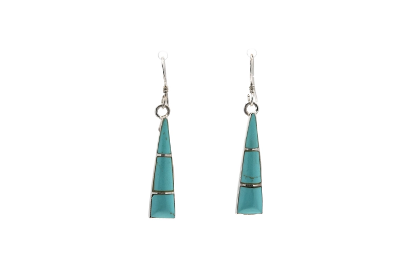 Boucles d'oreilles contemporaines en argent serties de turquoises