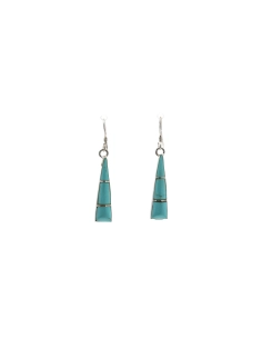 Boucles d'oreilles contemporaines en argent serties de turquoises