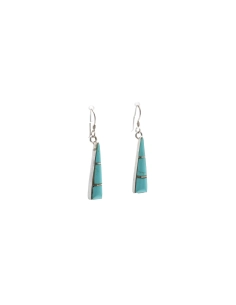 Boucles d'oreilles contemporaines en argent serties de turquoises