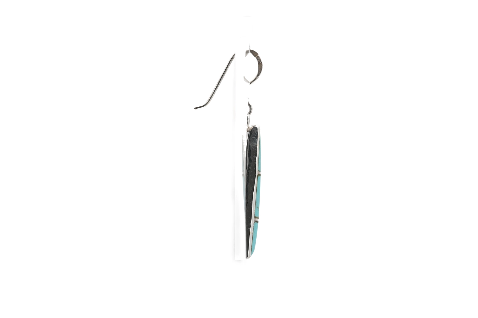 Boucles d'oreilles contemporaines en argent serties de turquoises