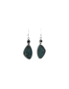 Boucles d'oreilles contemporaines en argent 925 serties de turquoises