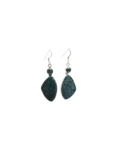 Boucles d'oreilles contemporaines en argent 925 serties de turquoises