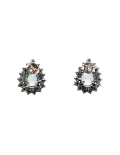 Boucles d'oreilles contemporaines en argent 925 serties de topazes et de saphirs