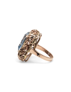 Bague Années 50 en or jaune 8 carats sertie d'une spinelle de synthèse