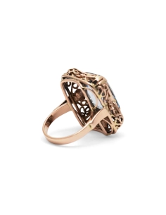 Bague Années 50 en or jaune 8 carats sertie d'une spinelle de synthèse