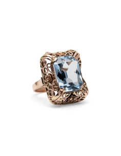 Bague Années 50 en or jaune 8 carats sertie d'une spinelle de synthèse
