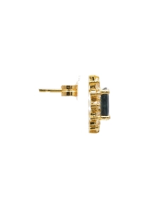 Boucles d'oreilles contemporaines en or jaune 18 carats serties de saphirs et de zirconiums