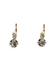 Boucles d'oreilles Art Déco en or jaune 18 carats serties de saphirs blancs