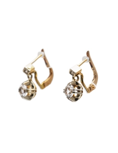 Boucles d'oreilles Art Déco en or jaune 18 carats serties de saphirs blancs
