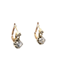 Boucles d'oreilles Art Déco en or jaune 18 carats serties de saphirs blancs