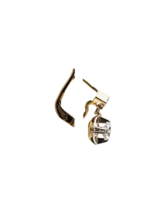 Boucles d'oreilles Art Déco en or jaune 18 carats serties de saphirs blancs