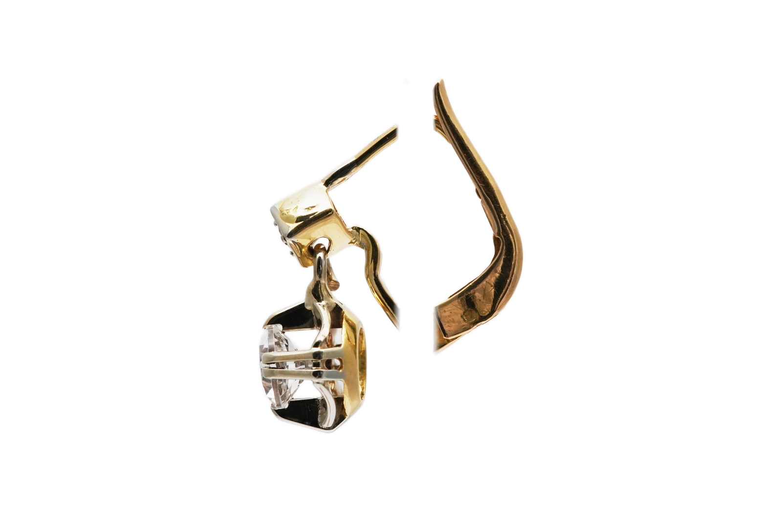 Boucles d'oreilles Art Déco en or jaune 18 carats serties de saphirs blancs
