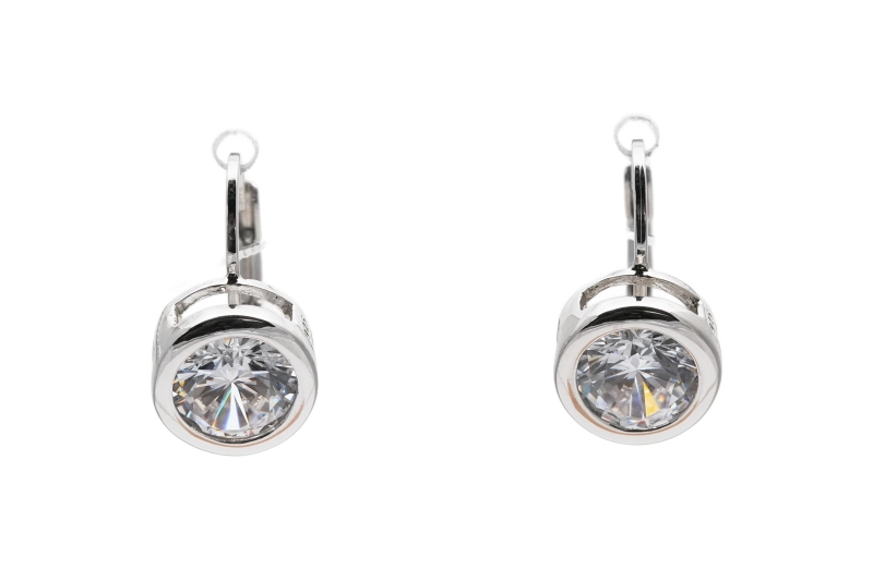 Boucles d'oreilles contemporaines en argent 925 serties de zirconiums