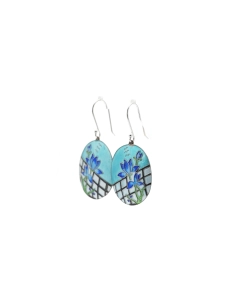 Boucles d'oreilles Années 70 en argent 925 serties d'émail