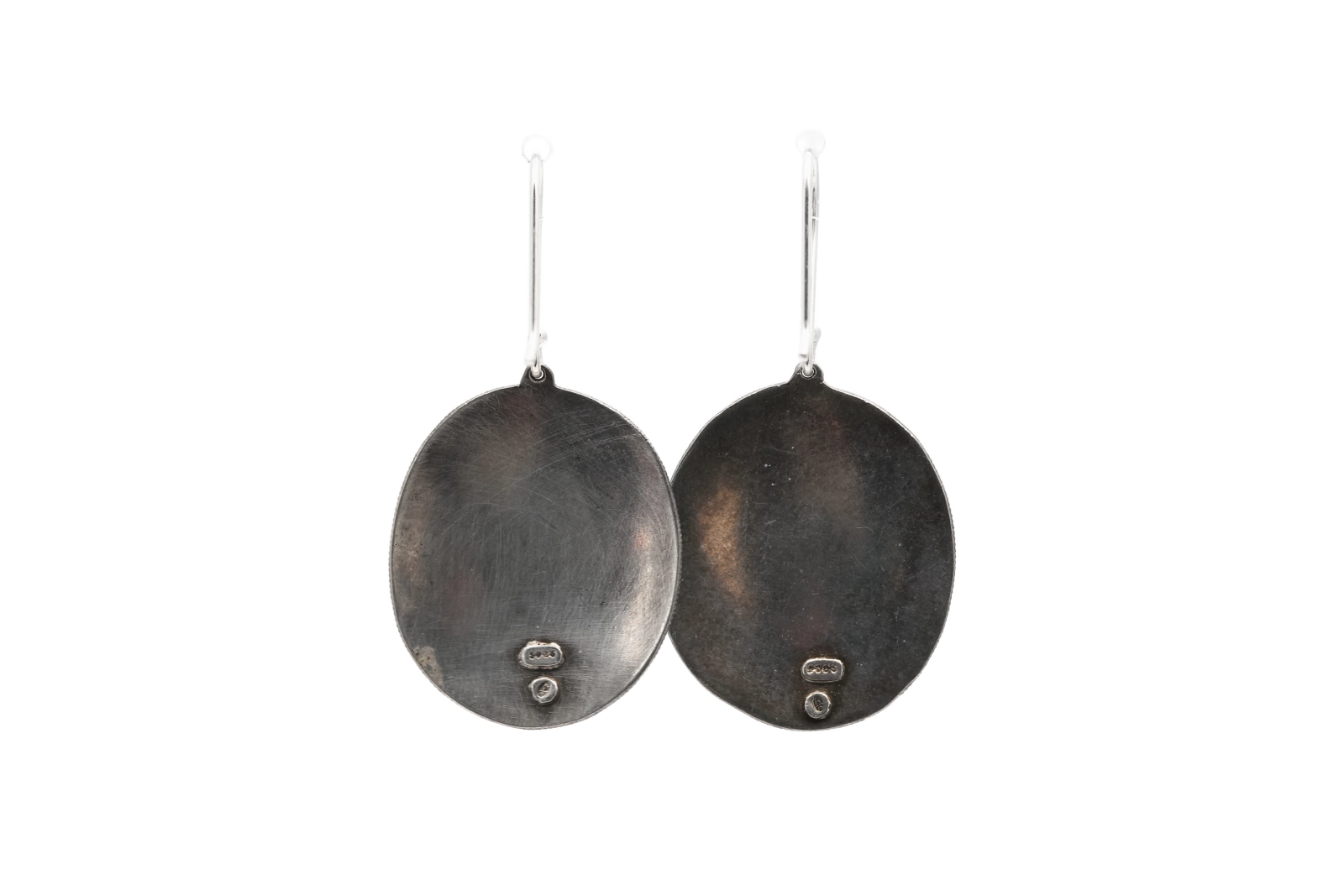 Boucles d'oreilles Années 70 en argent 925 serties d'émail