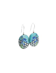 Boucles d'oreilles Années 70 en argent 925 serties d'émail