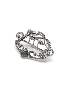 Boucle de ceinture Art Nouveau en argent sertie de strass