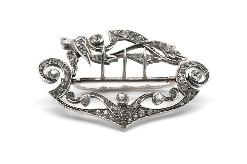 Boucle de ceinture Art Nouveau en argent sertie de strass