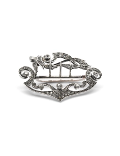 Boucle de ceinture Art Nouveau en argent sertie de strass