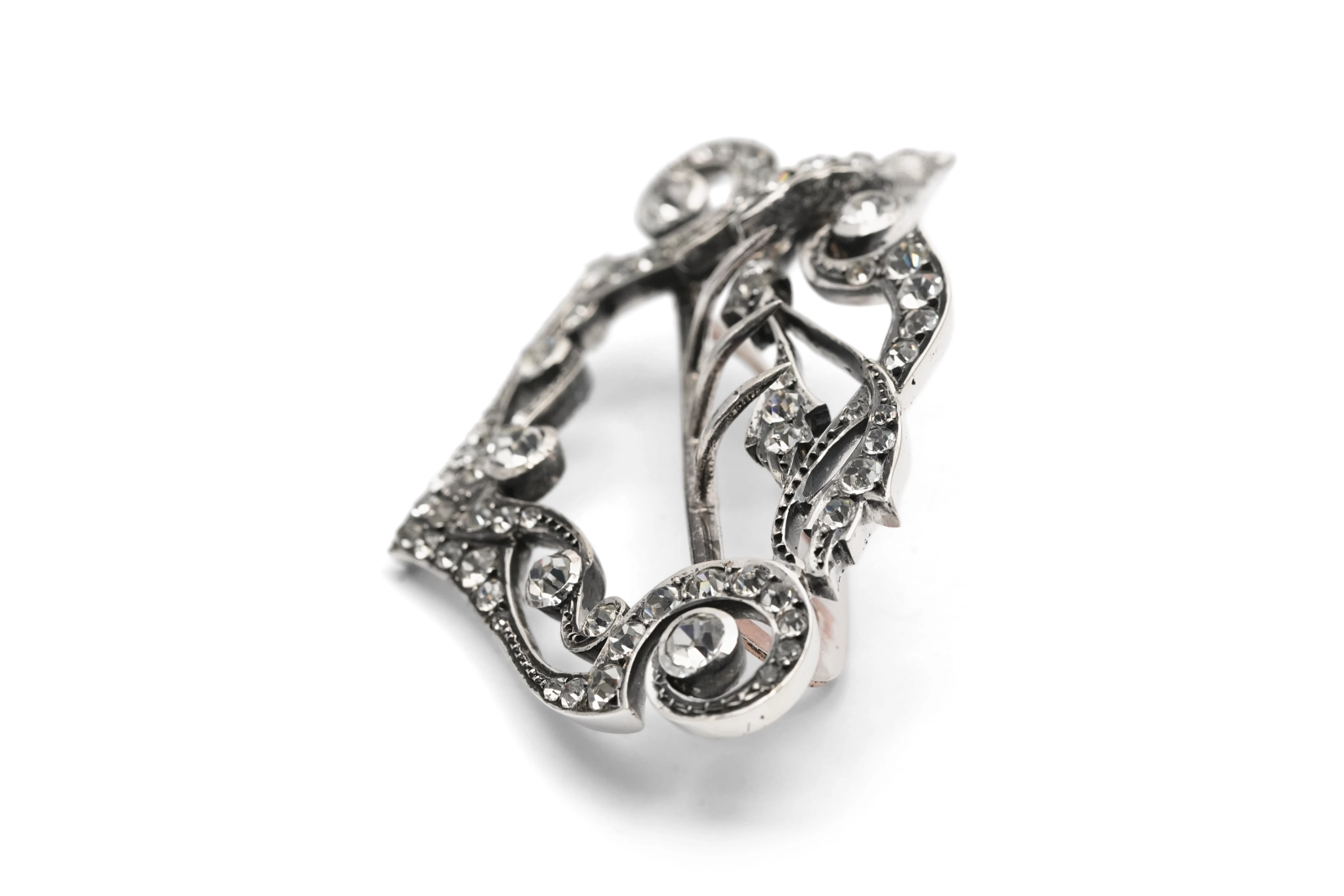 Boucle de ceinture Art Nouveau en argent sertie de strass