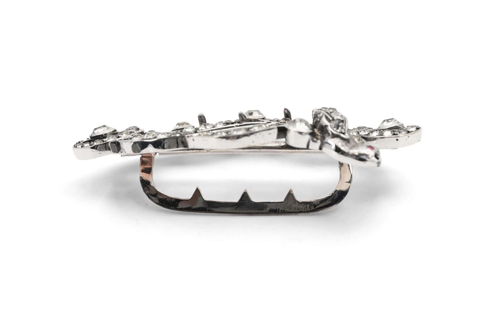 Boucle de ceinture Art Nouveau en argent sertie de strass