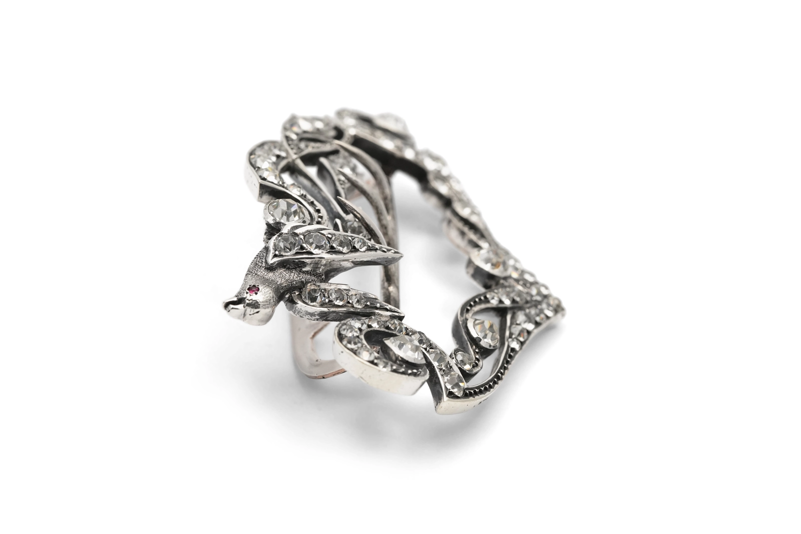 Boucle de ceinture Art Nouveau en argent sertie de strass