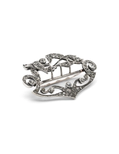 Boucle de ceinture Art Nouveau en argent sertie de strass
