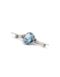 Broche Art Déco en argent 925 sertie d'une spinelle