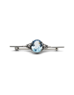 Broche Art Déco en argent 925 sertie d'une spinelle