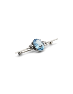 Broche Art Déco en argent 925 sertie d'une spinelle