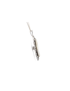 Pendentif / Broche Années 50 en argent serti de nacre et de marcassites