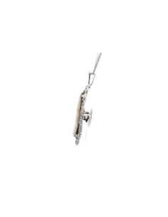 Pendentif / Broche Années 50 en argent serti de nacre et de marcassites