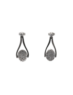 Boucles d'oreilles contemporaines en argent 925 serties de zirconiums